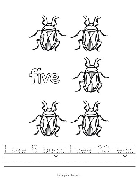 Five Bugs Worksheet