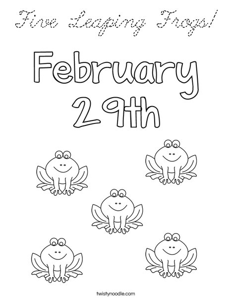 Five Leaping Frogs! Coloring Page