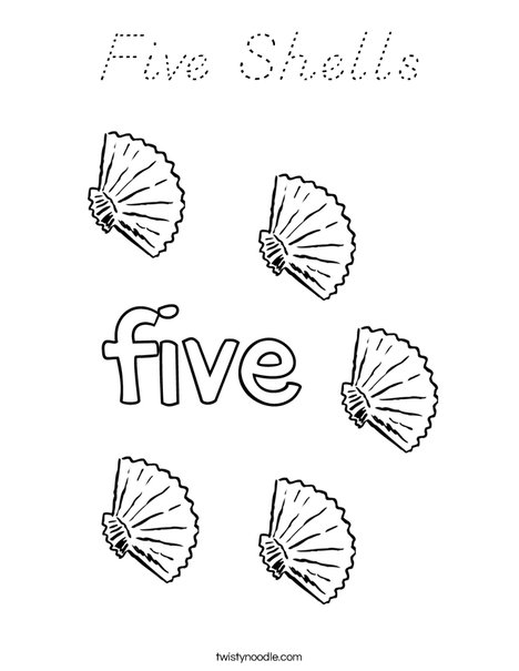 Five Shells Coloring Page