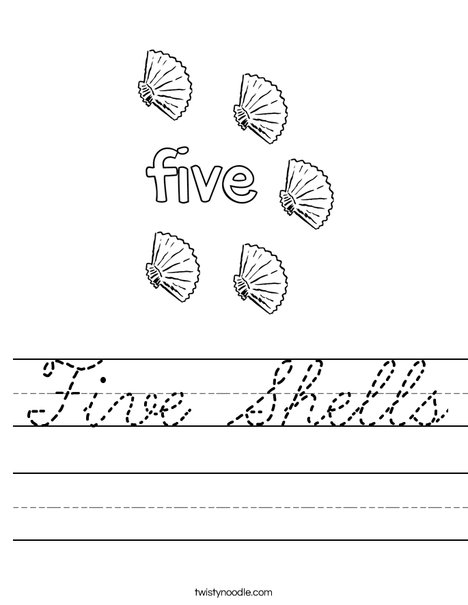Five Shells Worksheet