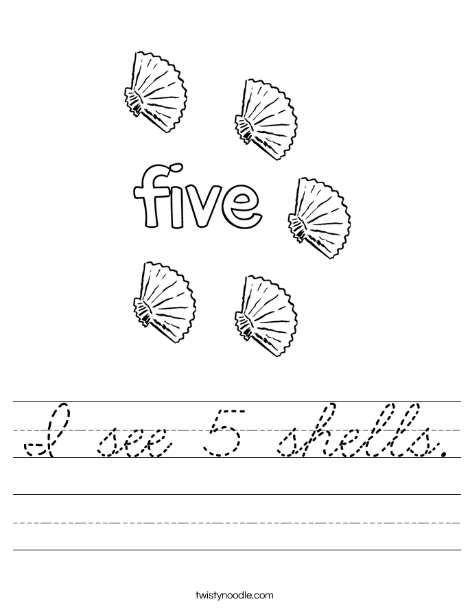 I see 5 shells. Worksheet