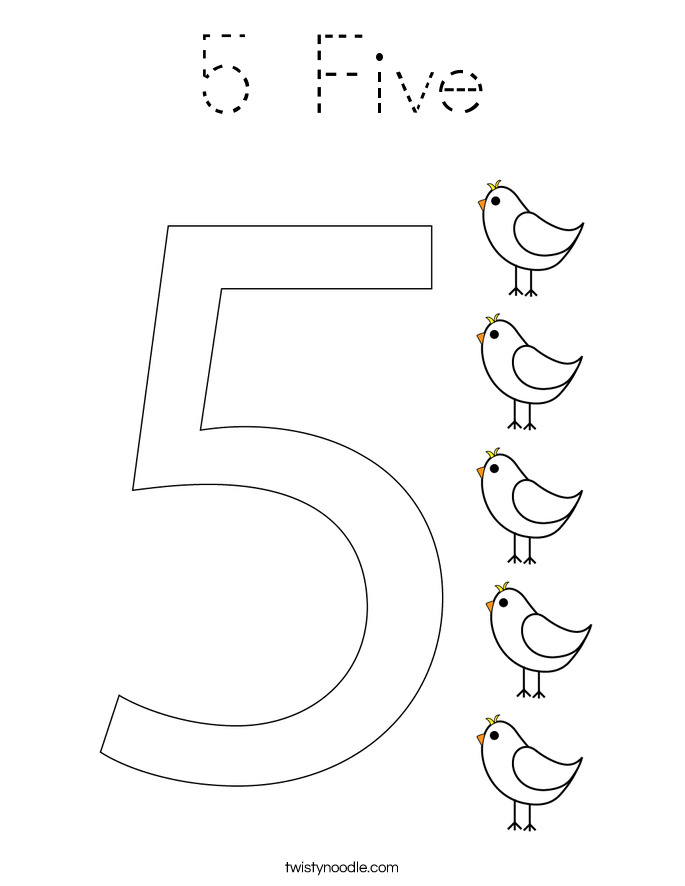 5 Five Coloring Page
