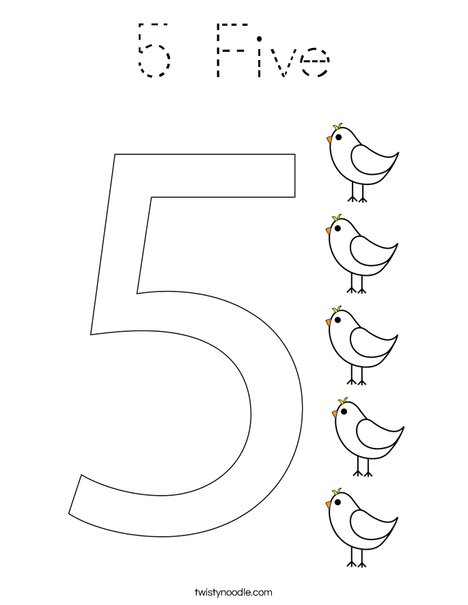 Elephant Five Coloring Page