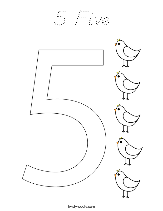 5 Five Coloring Page