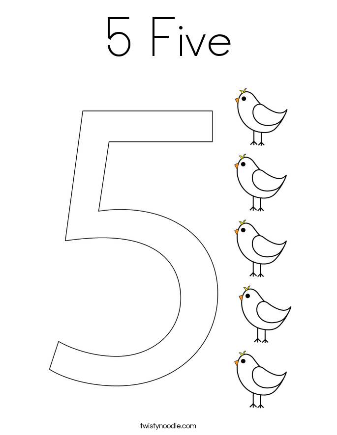 5 Five Coloring Page