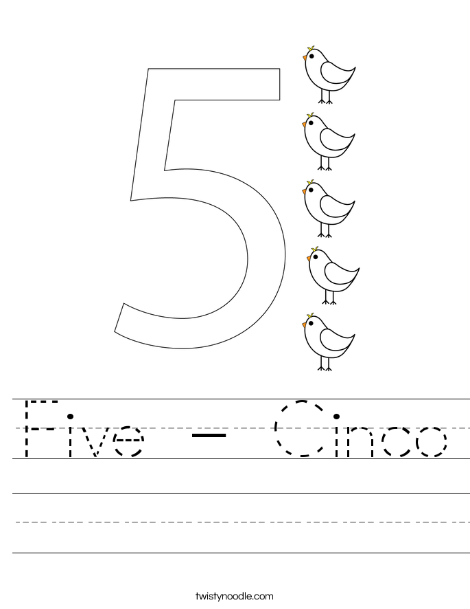 Five - Cinco Worksheet