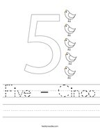 Five - Cinco Handwriting Sheet