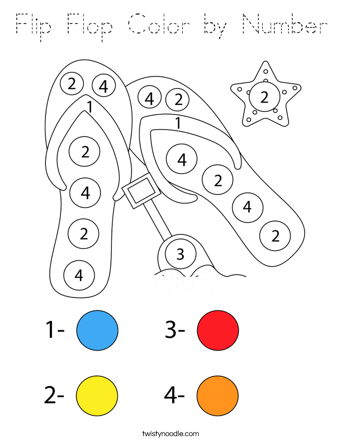 Flip Flop Color by Number Coloring Page