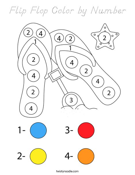 Flip Flop Color by Number Coloring Page