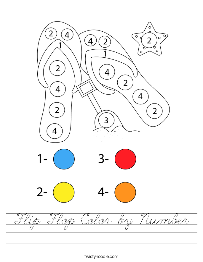 Flip Flop Color by Number Worksheet