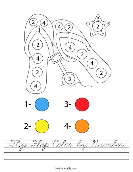 Flip Flop Color by Number Worksheet