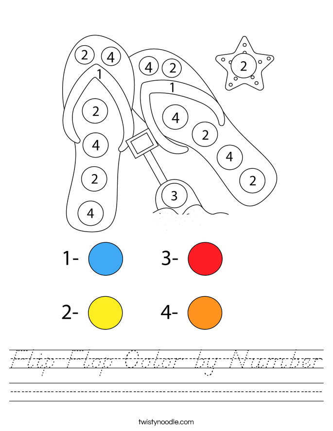 Flip Flop Color by Number Worksheet