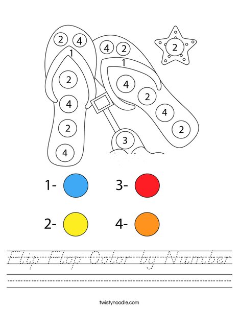 Flip Flop Color by Number Worksheet