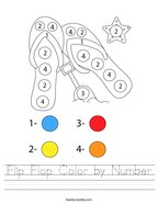 Flip Flop Color by Number Handwriting Sheet