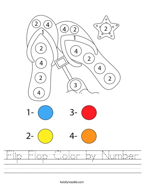 Flip Flop Color by Number Worksheet