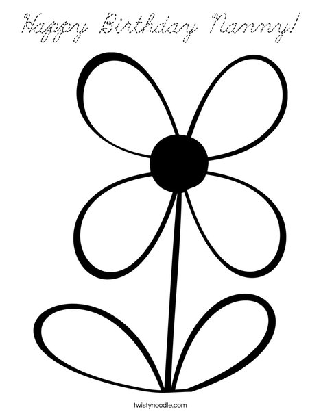 Flower with 4 Petals Coloring Page