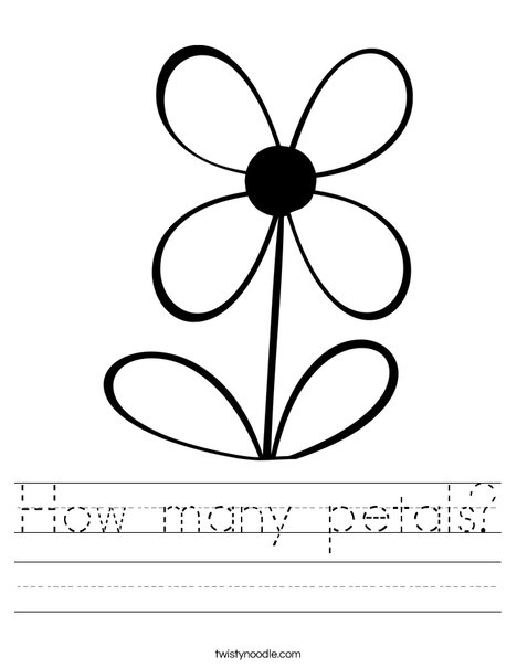 Flower with 4 Petals Worksheet