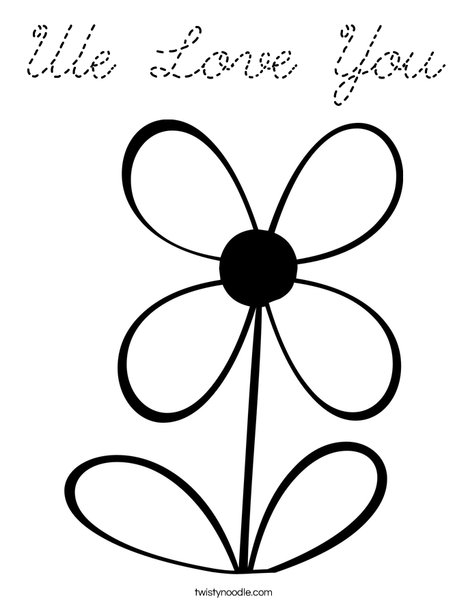 Flower with 4 Petals Coloring Page