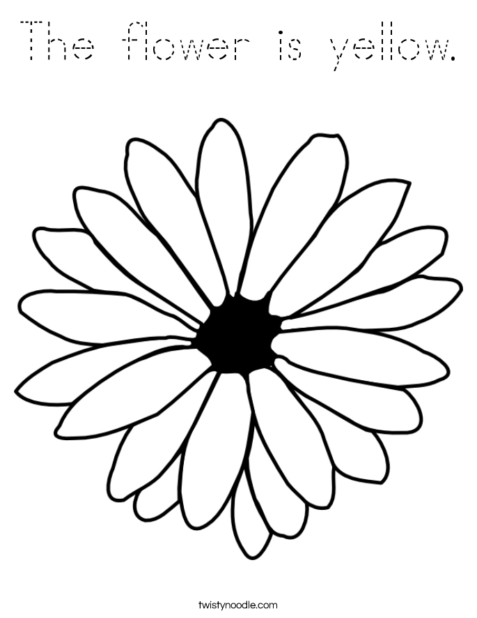 The flower is yellow. Coloring Page