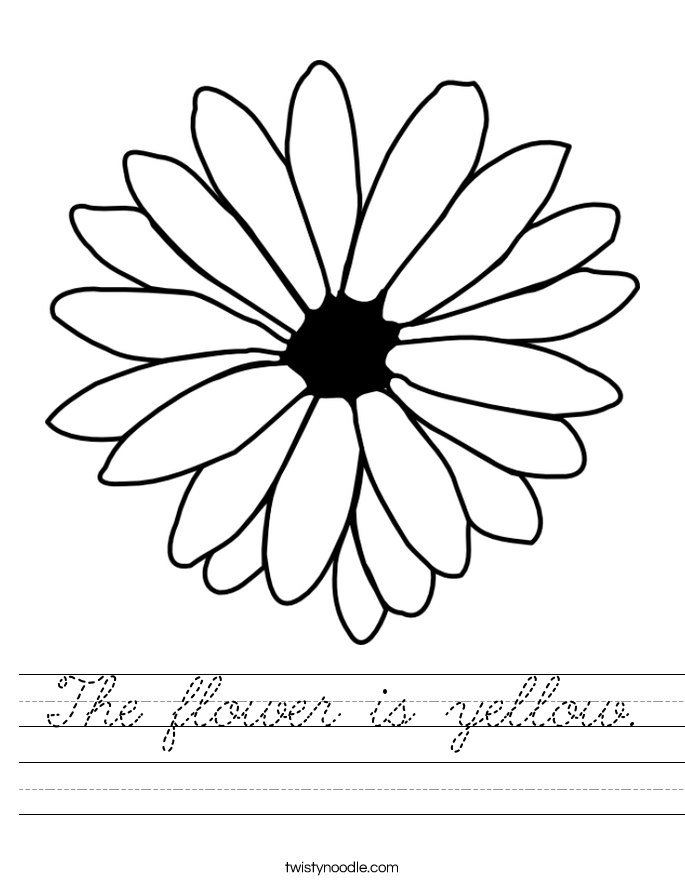 The flower is yellow. Worksheet