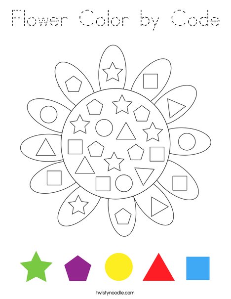 Flower Color by Code Coloring Page