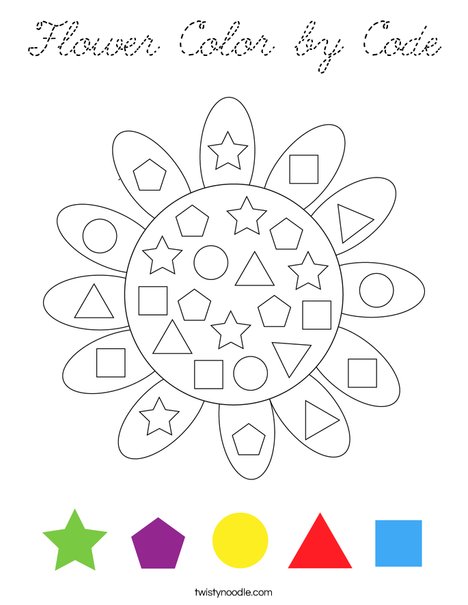 Flower Color by Code Coloring Page