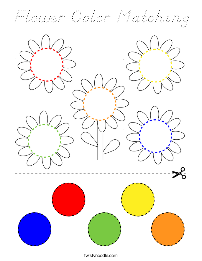 Flower Color Matching Coloring Page