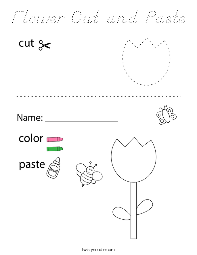 Flower Cut and Paste Coloring Page