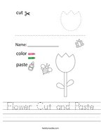 Flower Cut and Paste Handwriting Sheet
