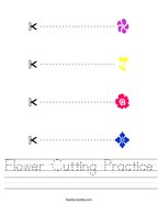 Flower Cutting Practice Handwriting Sheet
