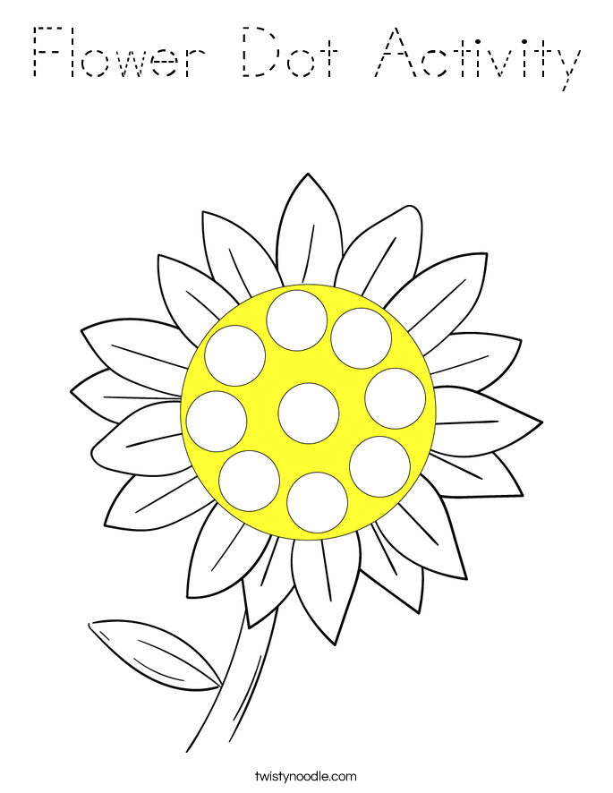 Flower Dot Activity Coloring Page - Tracing - Twisty Noodle