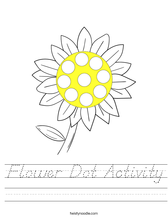 Flower Dot Activity Worksheet - D'Nealian - Twisty Noodle