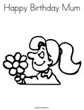 Happy Birthday Mum Coloring Page