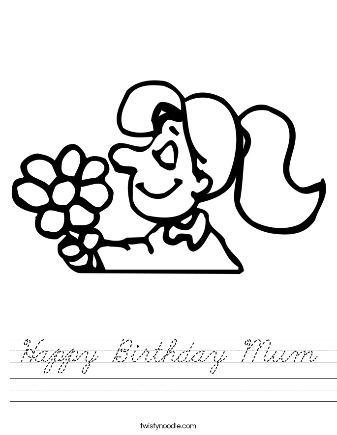 Happy Birthday Mum Worksheet