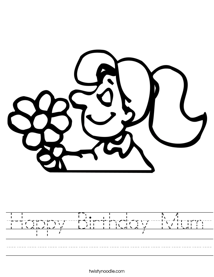 Happy Birthday Mum Worksheet