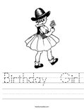 Birthday  Girl Worksheet