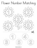 Flower Number Matching Coloring Page