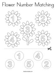 Flower Number Matching Coloring Page