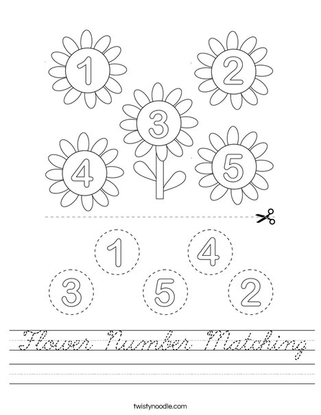 Flower Number Matching Worksheet