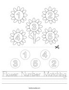 Flower Number Matching Handwriting Sheet