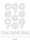Flower Number Tracing Worksheet
