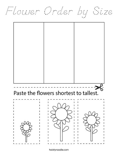 Flower Order by Size Coloring Page