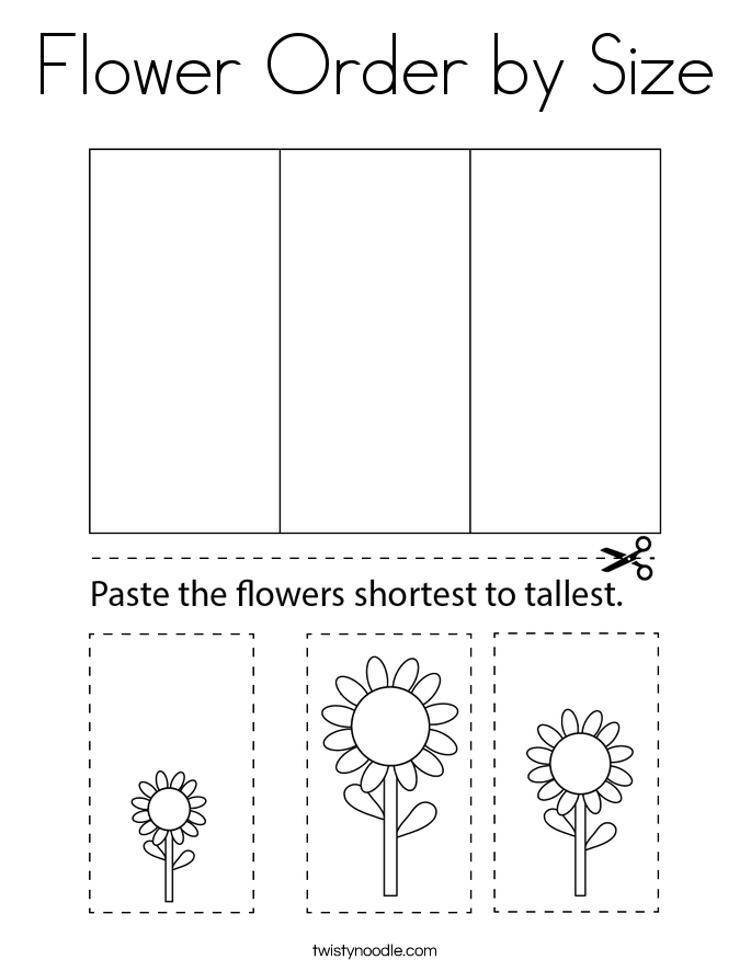 Flower Order by Size Coloring Page - Twisty Noodle
