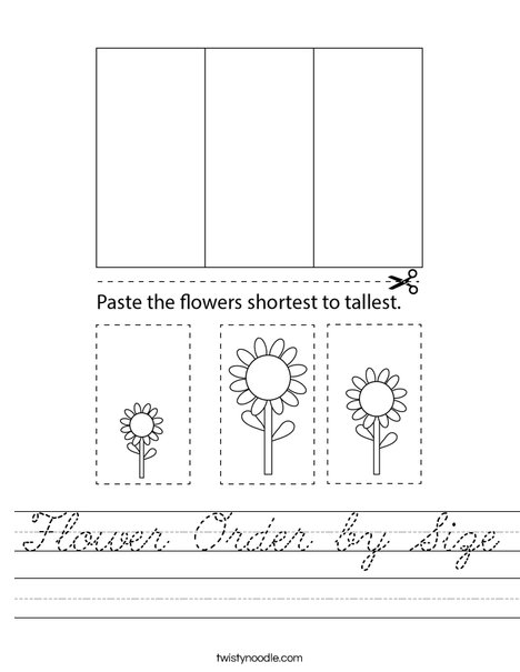 Flower Order by Size Worksheet