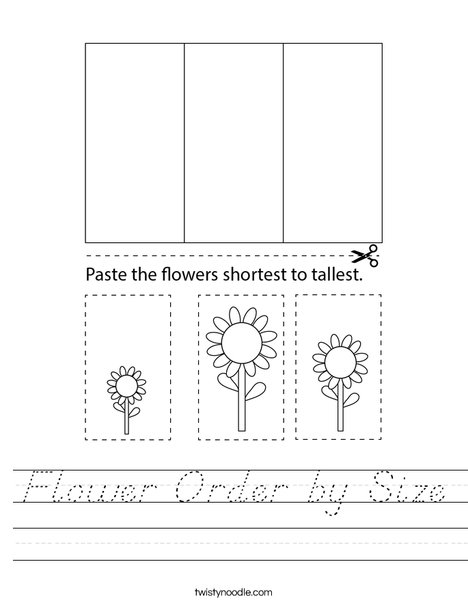 Flower Order by Size Worksheet