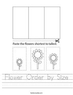 Flower Order by Size Handwriting Sheet