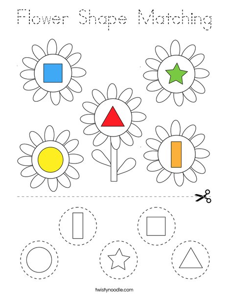 Flower Shape Matching Coloring Page