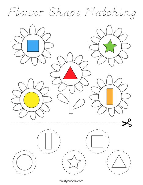 Flower Shape Matching Coloring Page