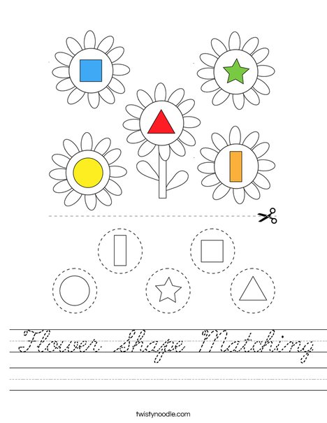 Flower Shape Matching Worksheet