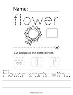 Flower starts with Handwriting Sheet